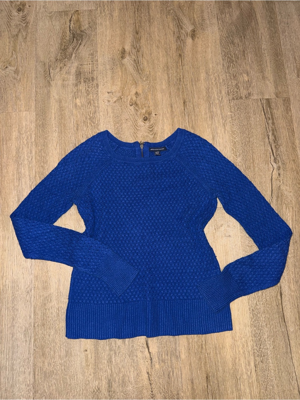 American Eagle Outfitters Cobalt Blue Textured Crewneck Sweater